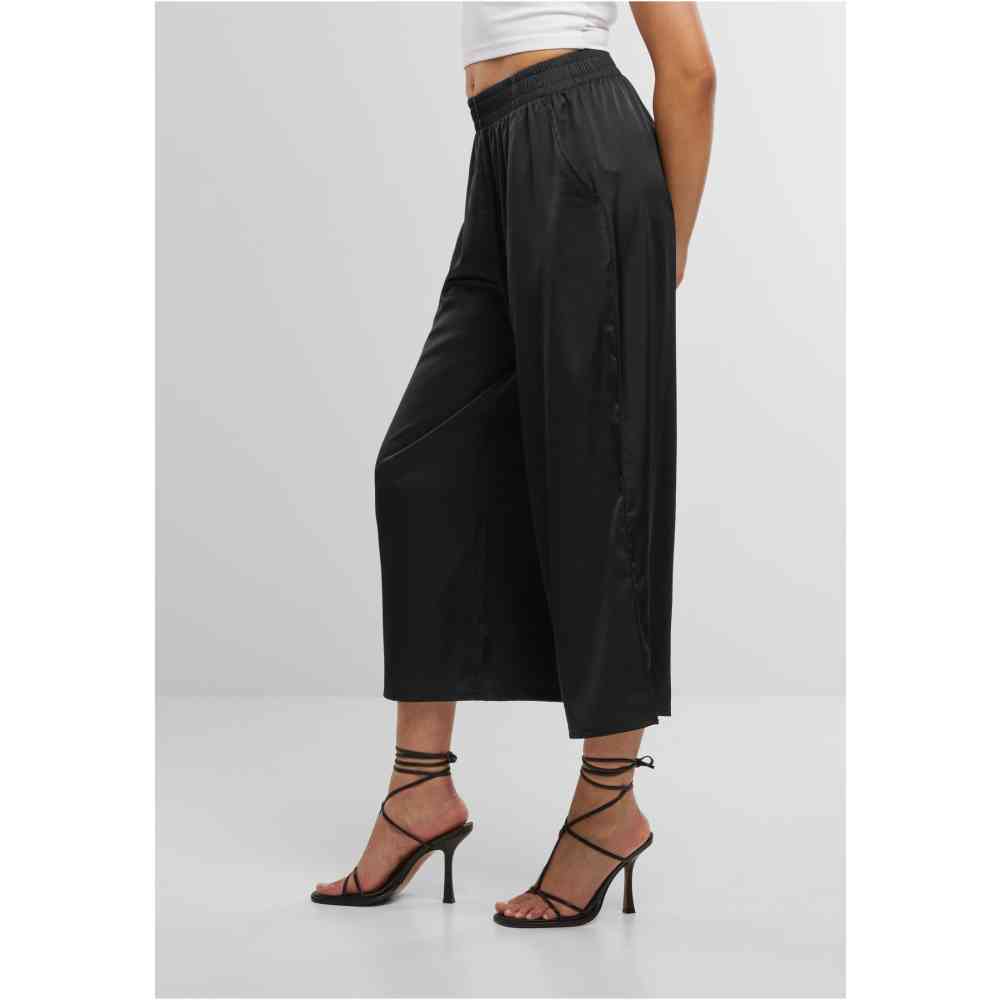 Urban Classics - Satin Wide Leg Culotte Hose - Schwarz